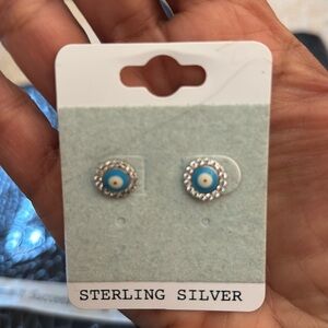 evil eye sterling silver earrings. nwt